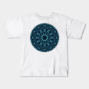 Three-dimensional, patterned, fractal in blue tones Kids T-Shirt